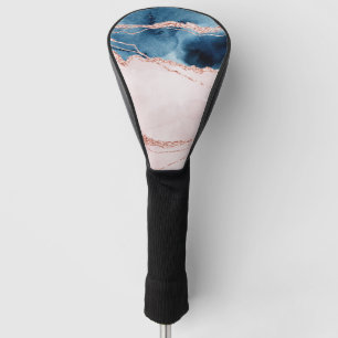 Mystic Elegance   Teal Blue and Rose Gold Agate Golf Head Cover