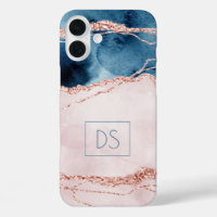 Mystic Elegance | Teal Pink Peach Agate Monogram