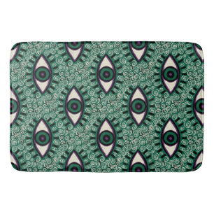 "Mystic Emerald Eyes" - Psychedelic Swirl Seamless Bath Mat