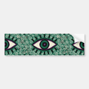 "Mystic Emerald Eyes" - Psychedelic Swirl Seamless Bumper Sticker