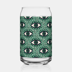 "Mystic Emerald Eyes" - Psychedelic Swirl Seamless Can Glass