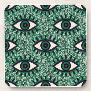 "Mystic Emerald Eyes" - Psychedelic Swirl Seamless Coaster