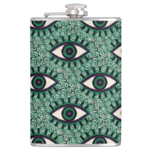 "Mystic Emerald Eyes" - Psychedelic Swirl Seamless Hip Flask
