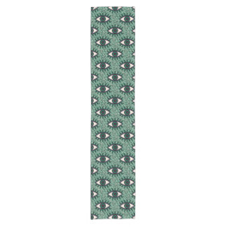 "Mystic Emerald Eyes" - Psychedelic Swirl Seamless Short Table Runner