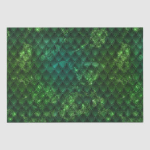 Mystic Emerald Fantasy Green Dragon Scale Pattern Tissue Paper