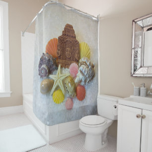 Mystic Energy Seashell and Starfish Shower Curtain