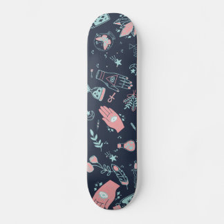 Mystic Esoteric Pink Evil Eye Hand Potion Navy Skateboard