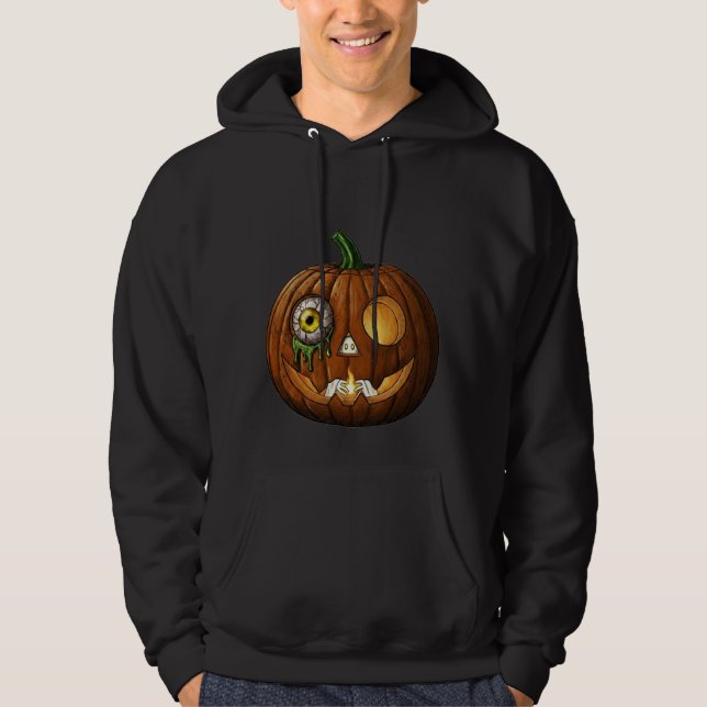 Mystic Eyeball & Skeleton Hands Jack-O-Lantern Hoodie (Front)