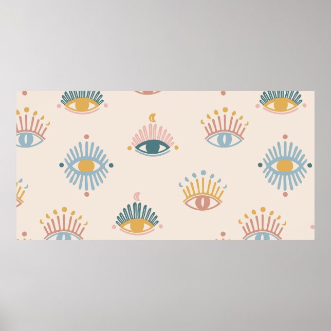 Mystic eyes seamless pattern,mystical background,m poster (Front)