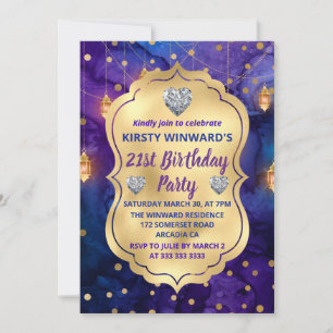 Mystic Fantasy Night Lanterns & Bokeh Birthday Invitation