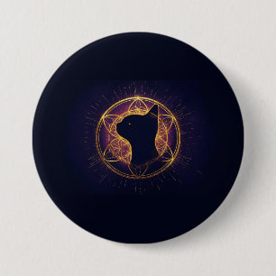Mystic Feline Within the Sacred Circle 3 Inch Round Button