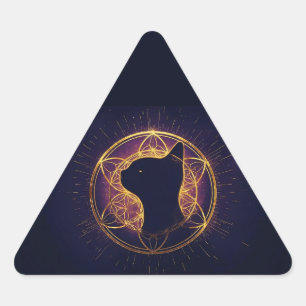 Mystic Feline Within the Sacred Circle Triangle Sticker