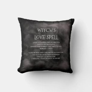 Mystic Fog Black Witch’s Love Spell Throw Pillow