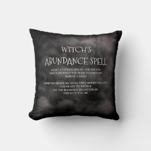 Mystic Fog Black Witch's Abundance Spell Throw Pillow