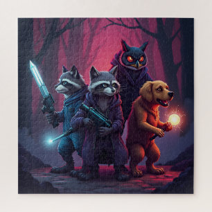 Mystic Forest Animal Warrior Art Jigsaw Puzzle