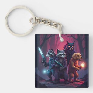 Mystic Forest Animal Warrior Art  Keychain