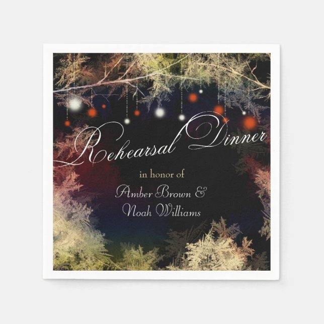 Mystic Forest Boho Wedding Rehearsal Dinner Napkin (Front)