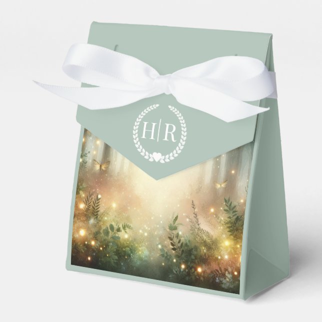 Mystic Forest Meadow Magic Monogram Wedding  Favor Box (Front Side)
