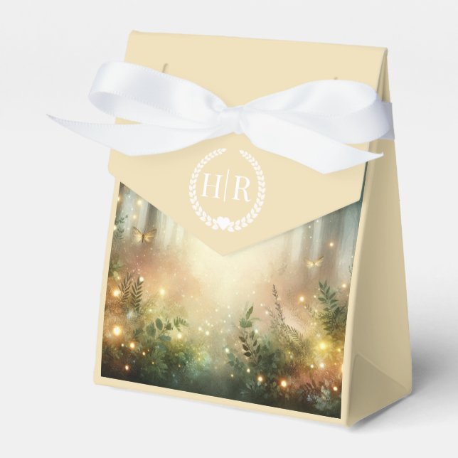 Mystic Forest Meadow Magic Monogram Wedding  Favor Box (Front Side)