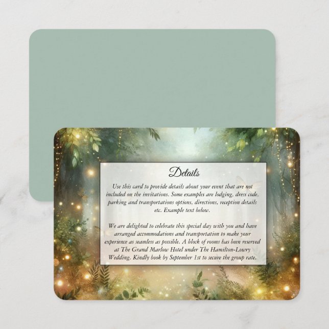 Mystic Forest Meadow Magic Wedding Enclosure Card (Front/Back)