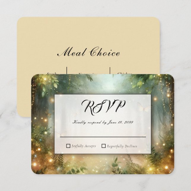 Mystic Forest Meadow Magic Wedding RSVP Card (Front/Back)