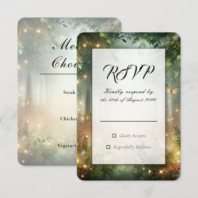 Mystic Forest Meadow Magic Wedding RSVP Card (Front/Back)