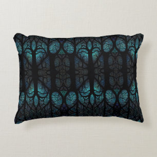 Mystic Forest Mosaic Blue & Black pattern Accent Pillow
