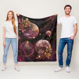 Mystic Galaxy Crystal Planet Purple Space Fleece Blanket