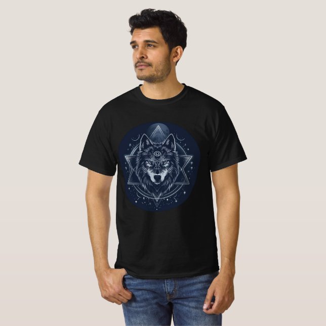 Mystic Geometric Wolf Mandala T-Shirt (Front Full)