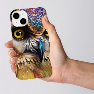 Mystic Glitter Owl Portrait iPhone 14 Case