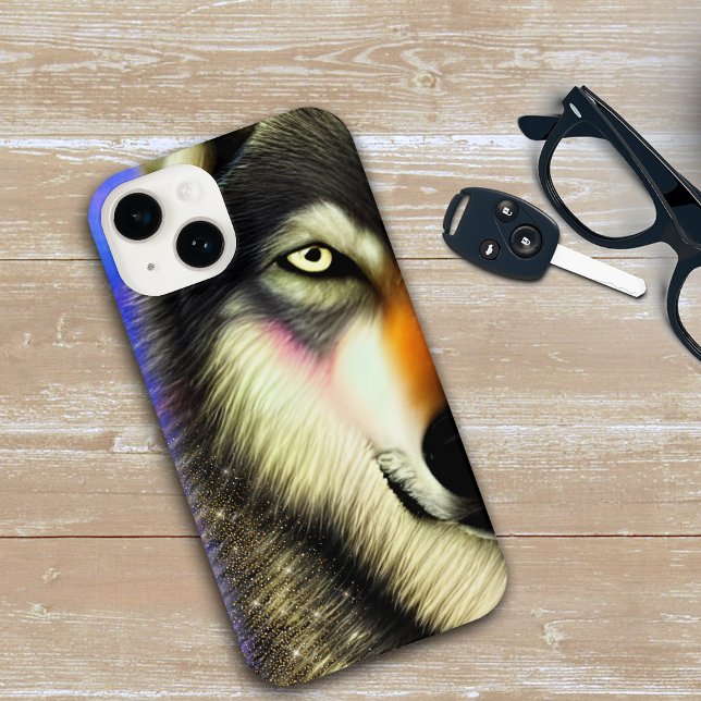 Mystic Glitter Wolf Portrait iPhone Case (Creator Uploaded)