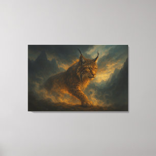 Mystic Golden Lynx in Sunset Fog – ManJiangHong Fi Canvas Print