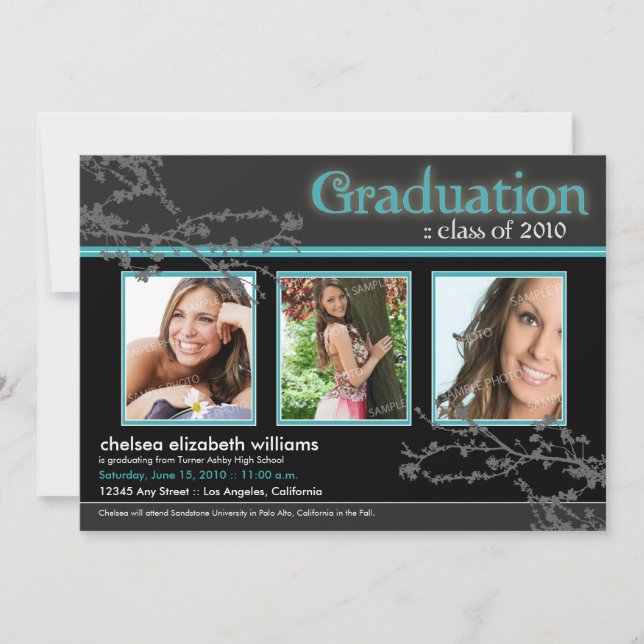 Mystic Goth Aqua Grad Invitation (pour plus de pho (Devant)