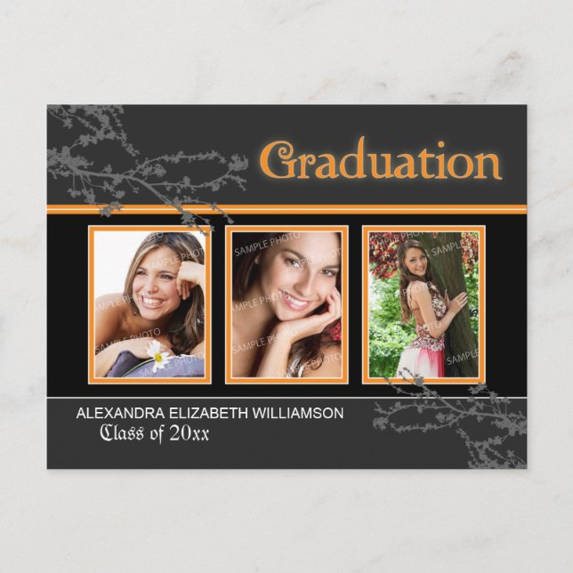 Mystic Goth Orange Graduation Faire-part Postcar (Devant)