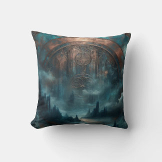 Mystic Gothic Art - Blue Copper Patina Decorative  Throw Pillow