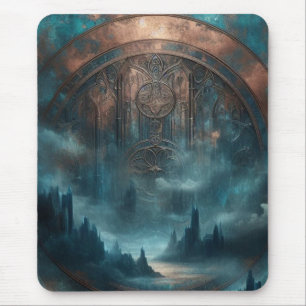 Mystic Gothic Steampunk Art - Blue Copper Patina Mouse Pad
