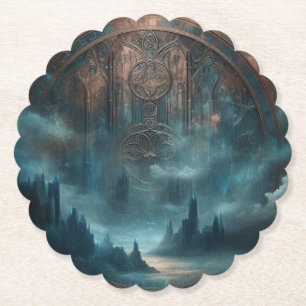 Mystic Gothic Steampunk - Blue Copper Patina  Paper Coaster