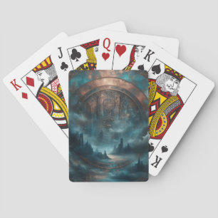 Mystic Gothic Steampunk - Blue Copper Patina Playing Cards
