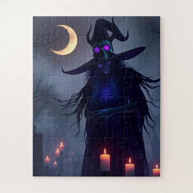 Mystic Gothic Witch Puzzle – Skull Glow Magic 💜🕯 (Vertical)