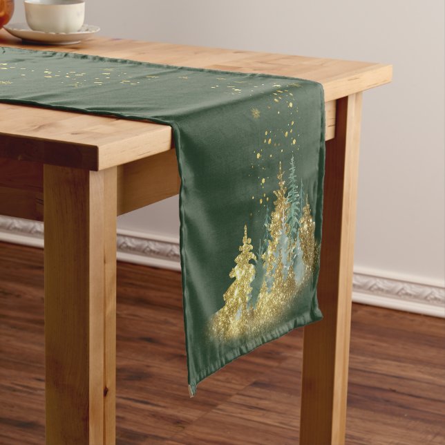 Mystic Green Forest  Short Table Runner (In Situ)