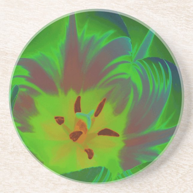 Mystic Green Tulip Coasters (Front)