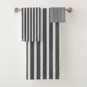 Mystic Grey Beige Stripes Bath Towel Set