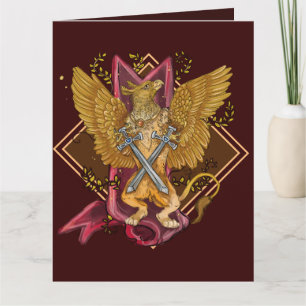 Mystic Gryphon with swords Birthday Card