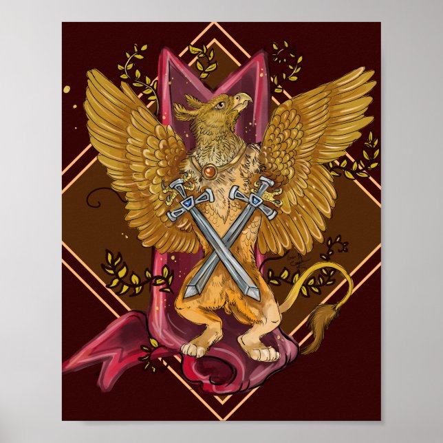 Mystic Gryphon with swords Poster (Front)
