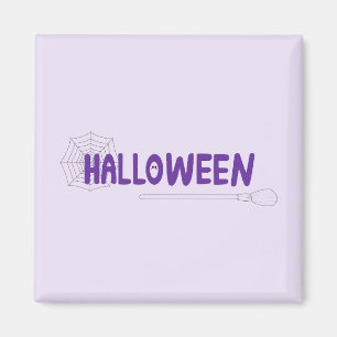 Mystic Halloween Broom and Delicate Web Detail Magnet