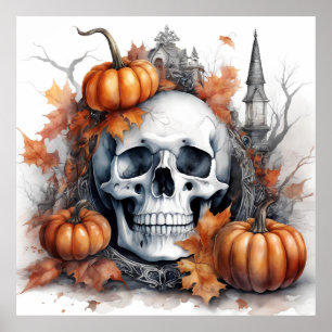 Mystic Halloween Gothic Skull Art  Mystical   Poster