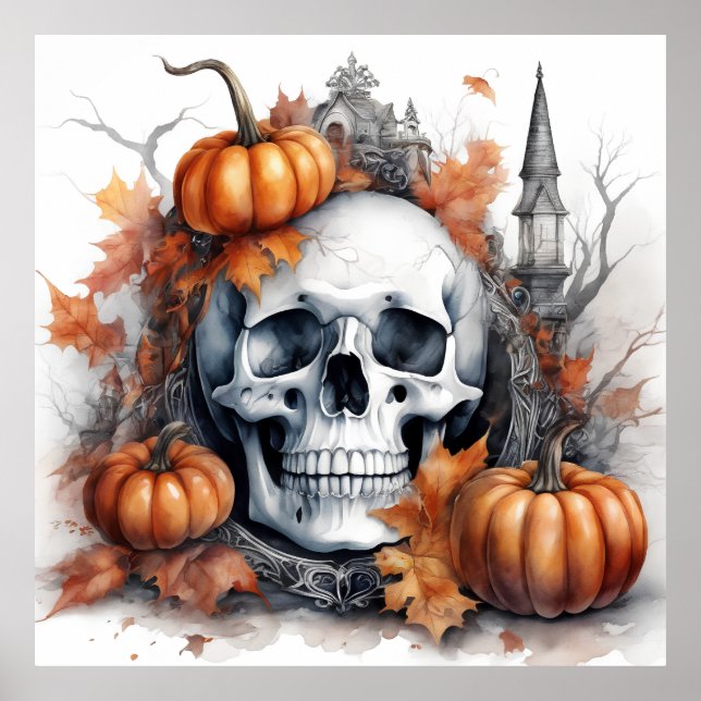 Mystic Halloween Gothic Skull Art  Mystical   Poster (Front)