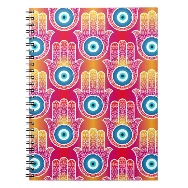 Mystic hamsa: ornate seamless design. notebook (Front)