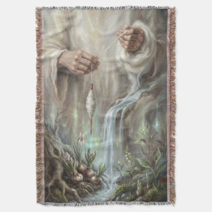 Mystic Hands Spinning Spring Water Roots Fantasy A Throw Blanket