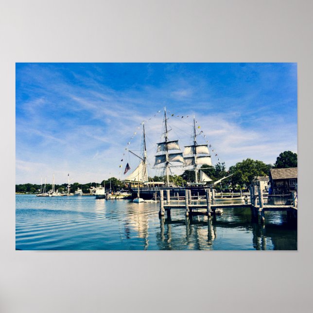 Mystic Harbour Clipper Ship Poster (Front)